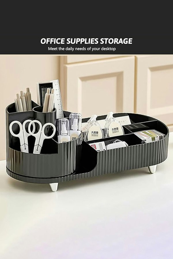 Living and Home Large Capacity Makeup Organizer with Rotating Brushes Holder