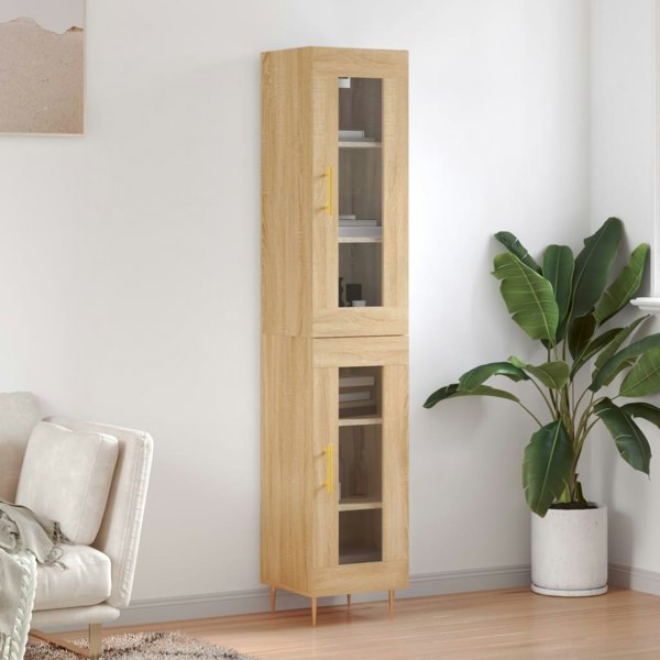 Berkfield Highboard Sonoma Oak 34.5x34x180 cm Engineered Wood