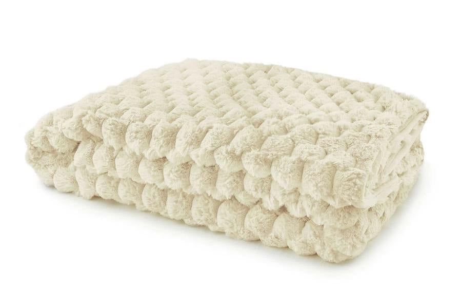 Lush Faux Rabbit Fur Cream Throw 140x180cm