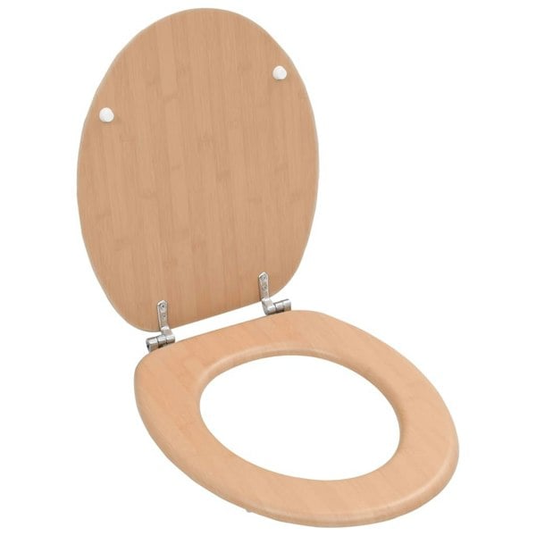 Berkfield WC Toilet Seat with Lid MDF Bamboo Design