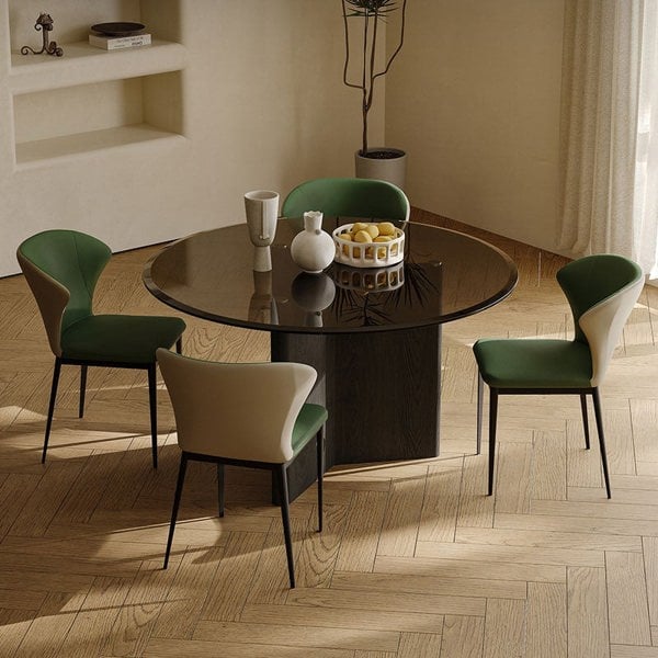 Tricia Dining Table, Black Glass Top, Clearance-Rit Concept-Rit Concept