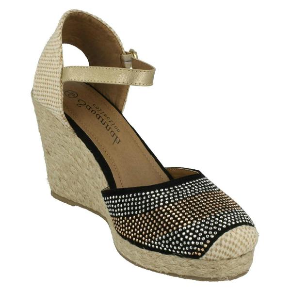Savannah Ladies Savannah Bead Detail Wedge Sandals