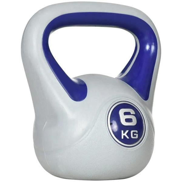 6 kg kettlebell with purple handle and grey body, front view with weight badge