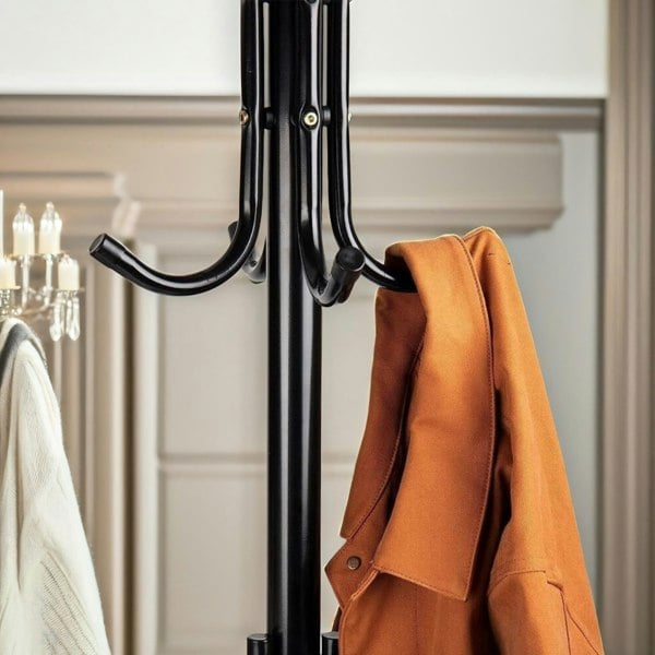 Rafaelo Mobilia Metal Coat Stand With 12 Hooks Black