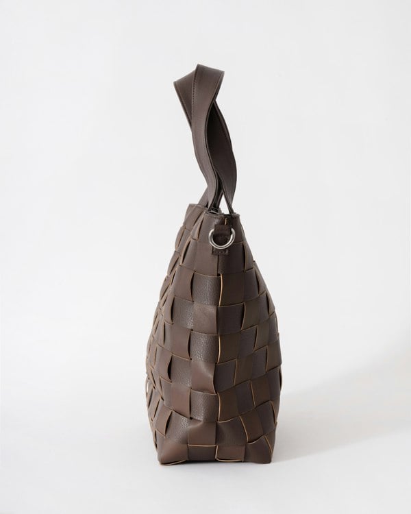 Ilse Jacobsen Chip Braided Cross-Body Shopper - Chocolate Brown 229 - CHO - Designer Womens Tote Bags