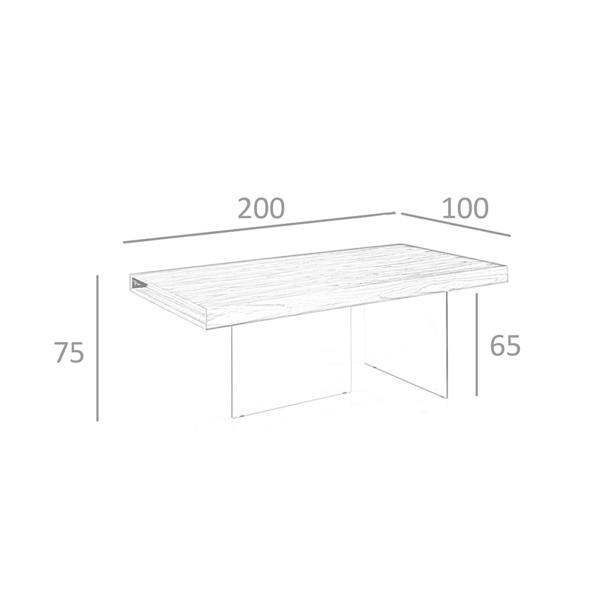 Angel Cerdá Rectangular walnut and tempered glass dining table 1028