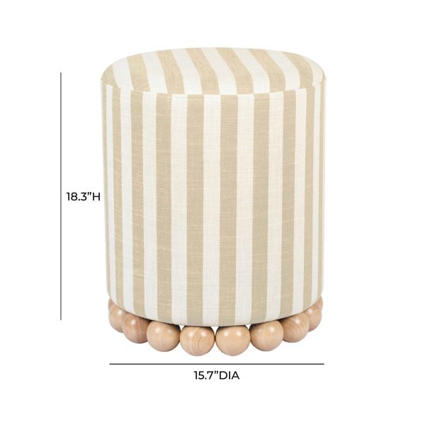 Furniture Edit Dex Beige Striped Linen Ottoman Footstool