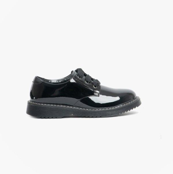 Start-Rite IMPACT Girls Leather Lace Up School Shoes Patent Black