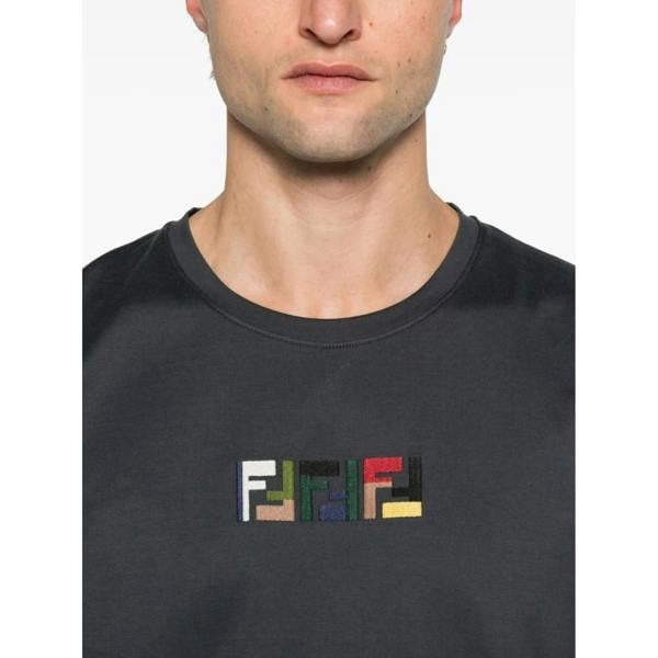 Fendi Triple FF Logo T-Shirt   in  Navy