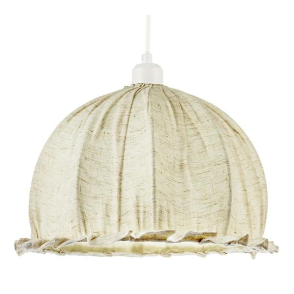 Linen Fabric Covered Ruffled Dome Shaped Ceiling Pendant Light Shade Image 1