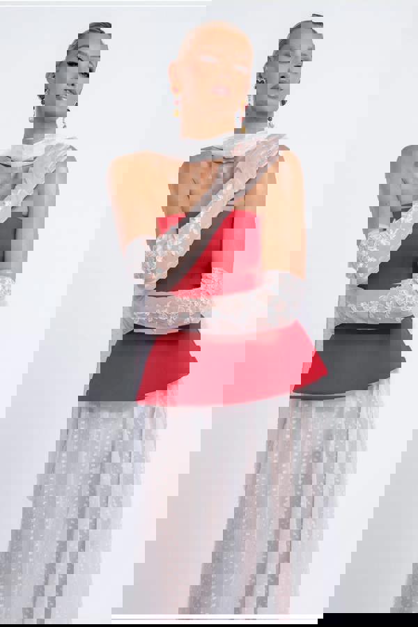 Floral Embroidered Mesh Gloves AC12