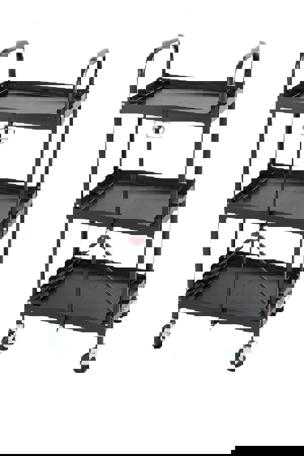 3-Tier Folding Trolley Utility Cart 150LB (Collapsible Tool Storage Lockable Wheels)
