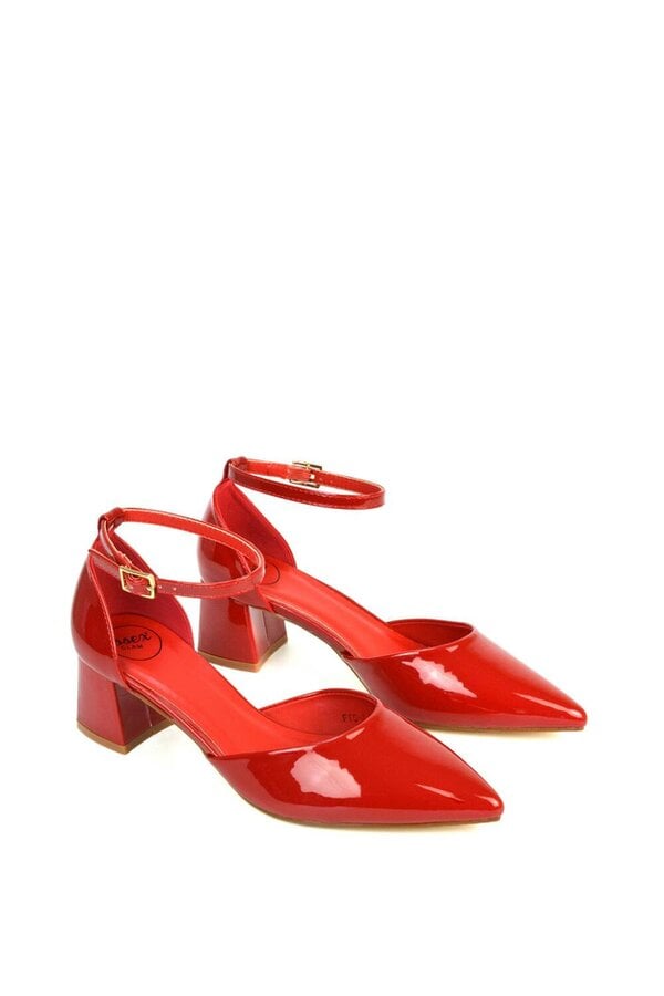XY LONDON Low Block Heel Court Shoes With Pointed Toe