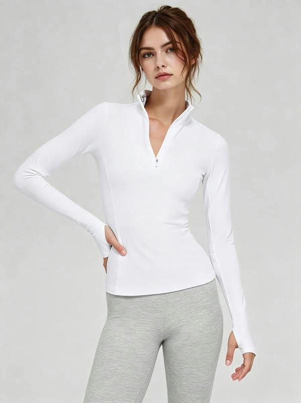 Anniou Half Zip Quick Dry Pullover - white
