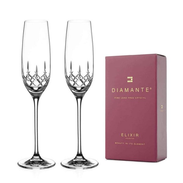 Diamante Classic Champagne Flutes - Set of 2