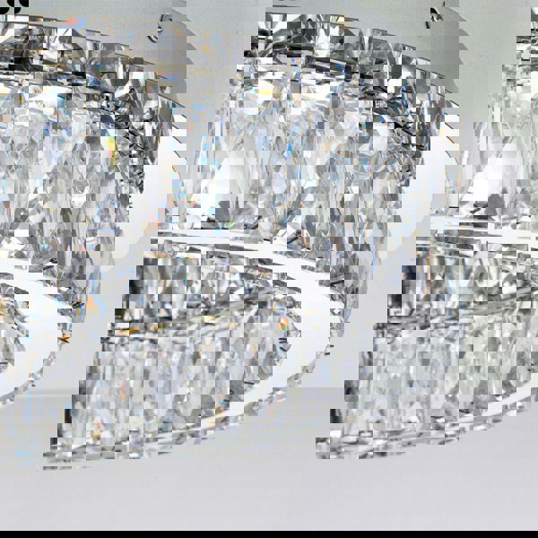 Flush Ceiling Mount Light Chrome & Acrylic Round Modern Crystal LED Ring Lamp Loops
