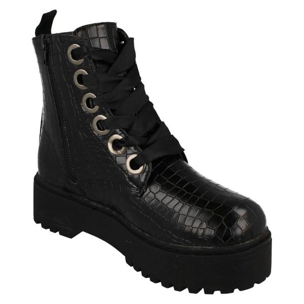 Spot On Ladies Spot On Platform Ankle Boots F51044