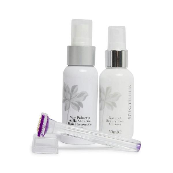 White Lotus Beauty Hair Loss Skin Needling Kit with Derma Stamp, Hair Thickening Spray, Saw Palmetto and He Shou Wu 