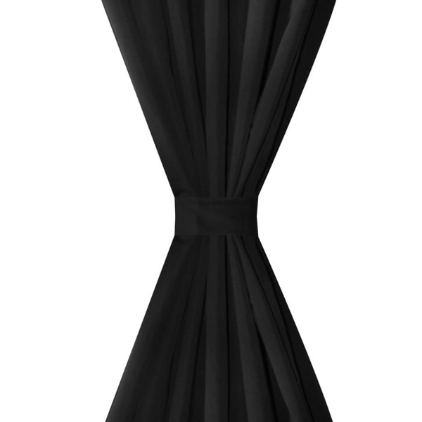 Berkfield 2 pcs Black Micro-Satin Curtains with Loops 140 x 245 cm