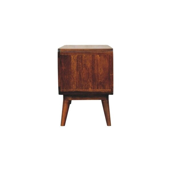 Artisan Furniture Solid Wood Curved Chestnut Double Slot Media Unit, Brown