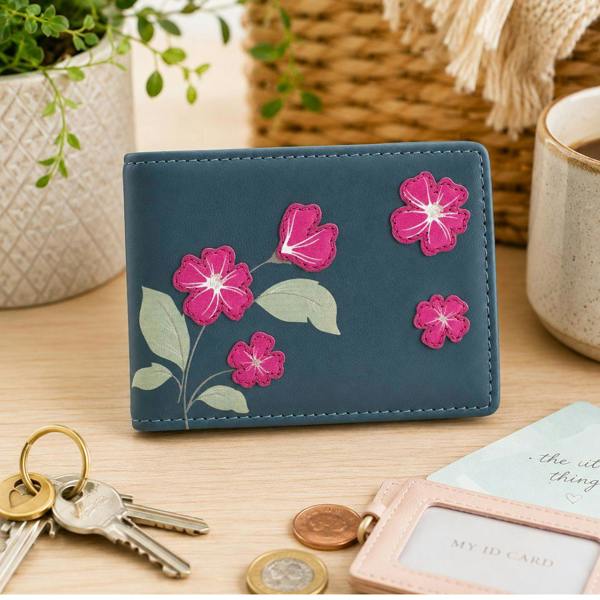 Mala Leather Sakura Japanese Flower RFID Leather ID & Card Holder