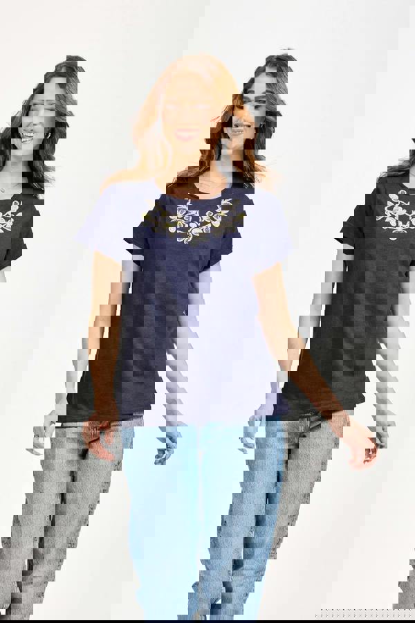 Mudflower Beaded Floral Embroidered Top