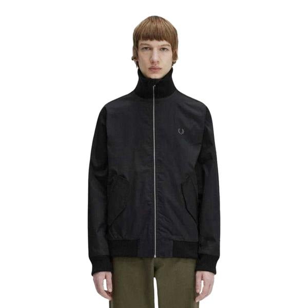 Fred Perry Mens Ribbed Tennis Bomber Jacket - Black - 