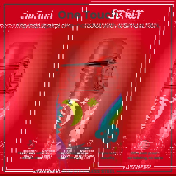 ION8 Leak Proof Slim Water Bottle, Stainless Steel, Red Unicorns, 600ml (20oz)