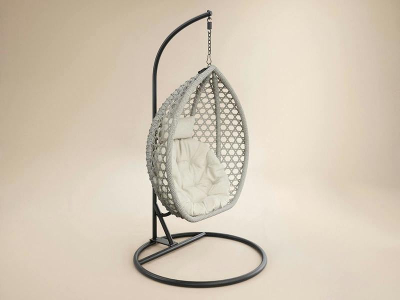 SOLACE+CO Lola Garden Swing Chair Grey Rattan