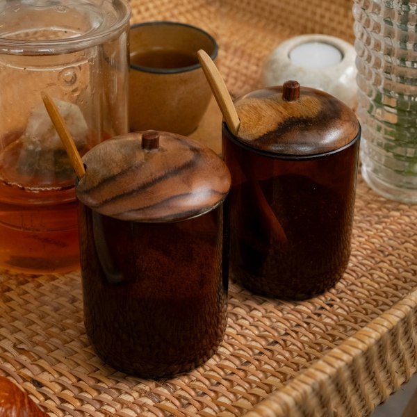 Amber recycled tumblr glass sustainable eco drinking glass styled