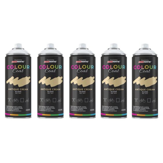 Colour Coat 5X Antique Cream RAL 1014 Gloss Spray Paint 400ml