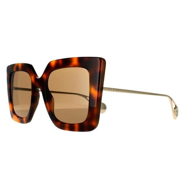 Gucci Sunglasses GG0435S 003 Havana and Gold Brown
