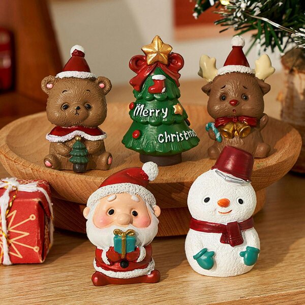 Obasyhig 6-Piece Set Of Christmas-Themed Resin Ornaments