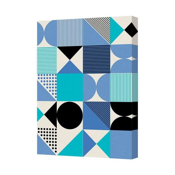 Benjamin Tate Design Geometric Blue Abstract Canvas Wall Art Print for Modern Decor