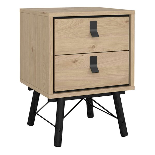 Wyld Haus Juno Natural Oak Wood Furniture Set - Wardrobe 3 Doors and 3 Drawers + Chest 6 Drawers + Bedside Table 2 Drawers