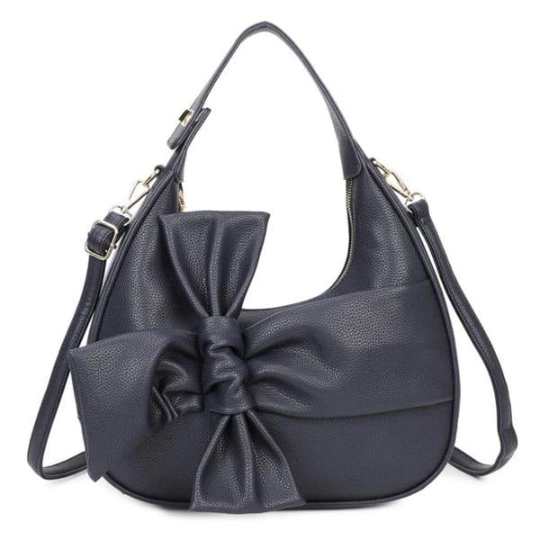 Love EMVY Bow Moon Crescent Faux Leather Top-Handle Shoulder  Bag