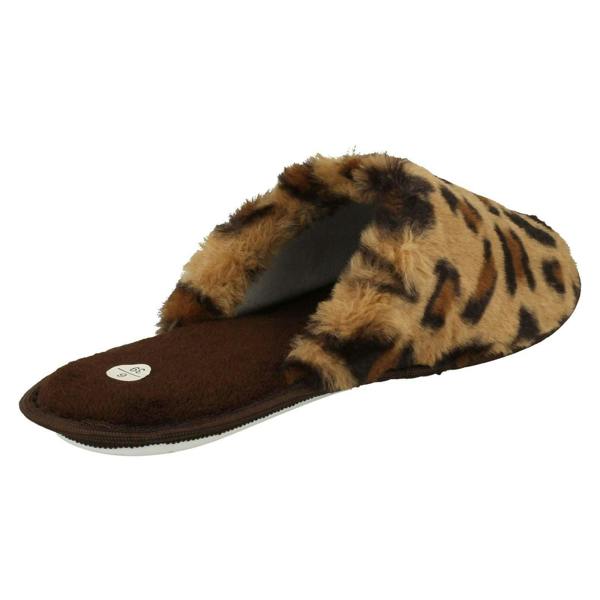 Spot On Ladies Spot On Leopard Detailed Mule Slippers X2114
