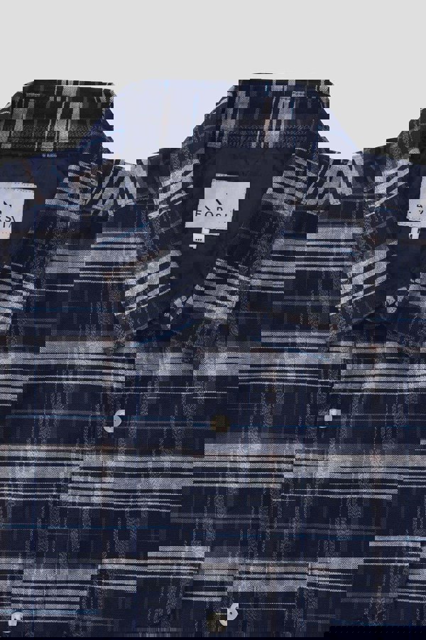 ENORSIA Mens Navy/White Signature Oxford Check Shacket