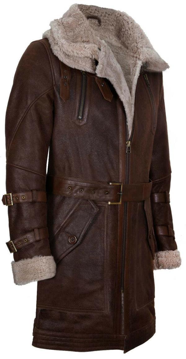 Infinity Leather Mens 3/4 Warm Leather Sheepskin Trench Coat-Medina
