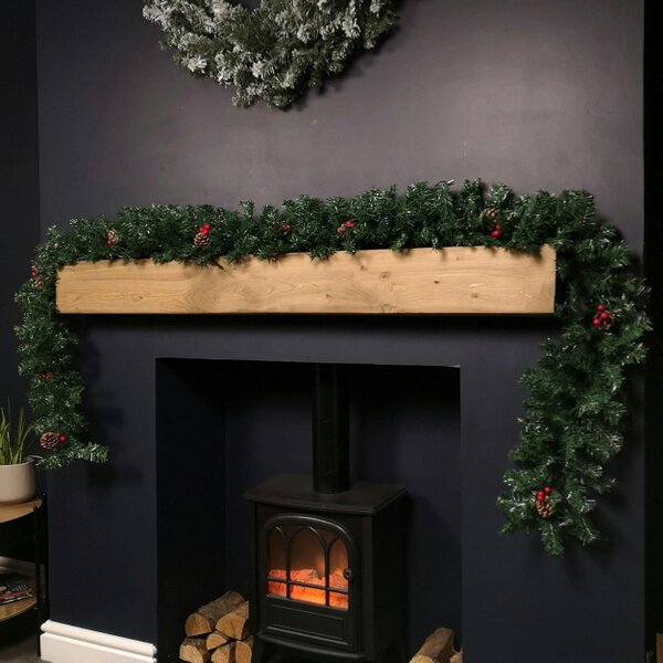 Samuel Alexander Premier 270cm (9ft) Christmas Garland Decoration With Red Berries & Cones