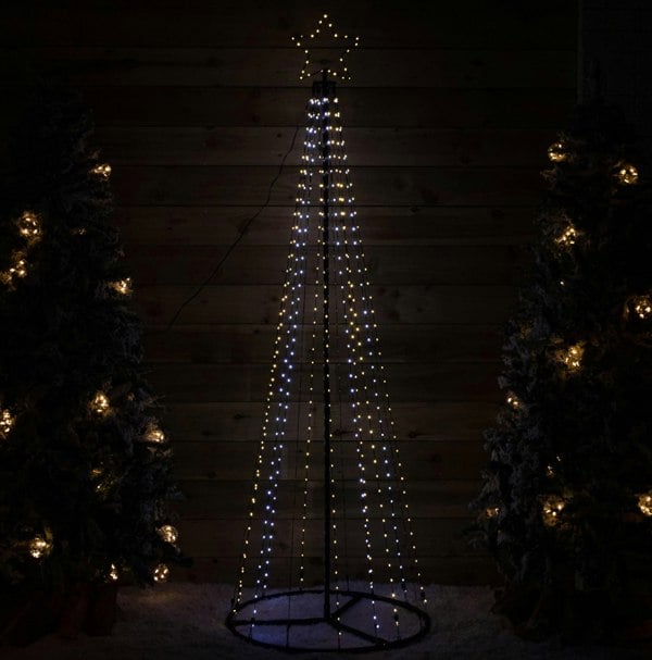 Samuel Alexander 1.4m Light up Christmas Pyramid Cone Tree with 308 White & Warm White LEDs