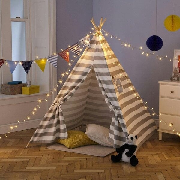 Neo Grey Striped Canvas Kids Indian Tent TeePee