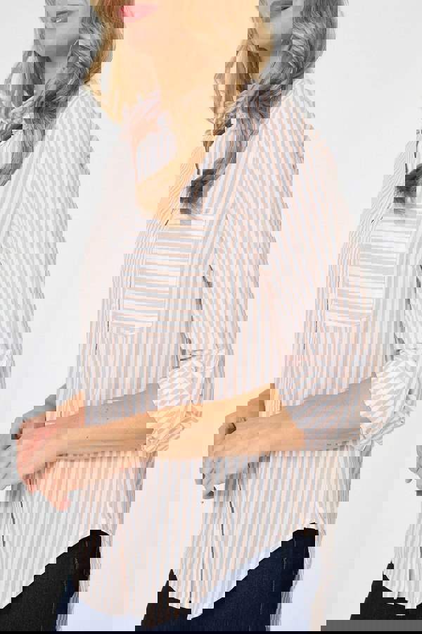 Beige | Striped Long Sleeve Shirt
