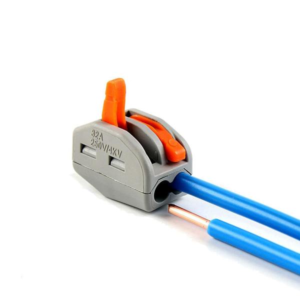 ENER-J 2-Way Spring Terminal Block Reusable Electric Cable Wire Connector 100 Pcs