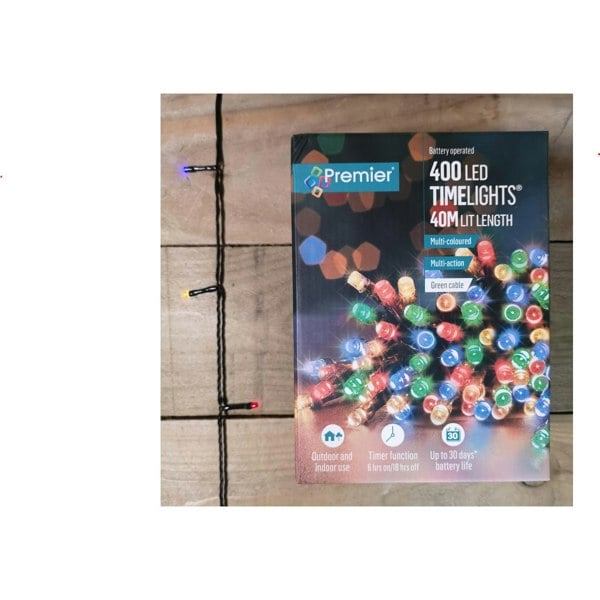 Samuel Alexander 400 LED 40m Premier Christmas Indoor Outdoor Multi Function Battery Operated String Lights with Timer in Multicoloured