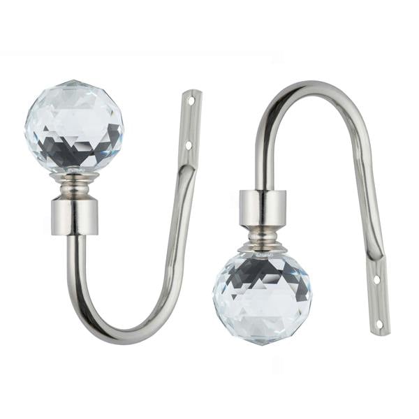 A.Unique Home Pair of Gem Crystal Metal Holdbacks (Pair of Holdbacks) - Brushed Steel