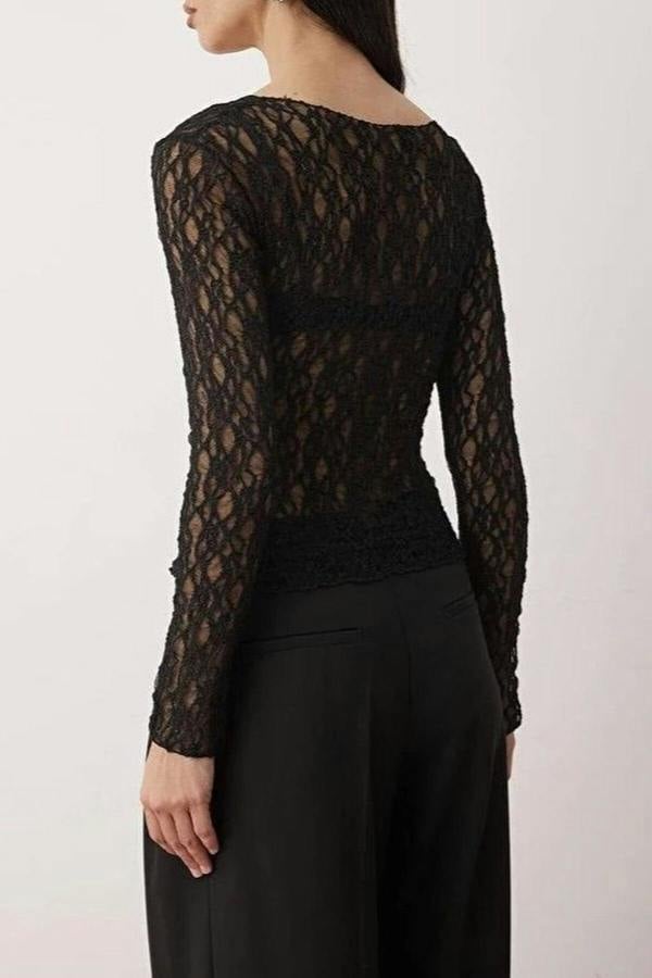 WOVCOR Unlined V-Neck Lace Party Blouse