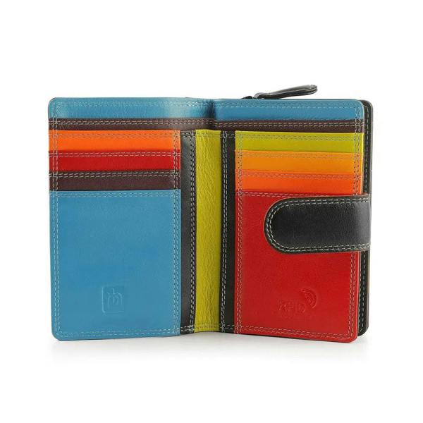 inside view of black Medium Leather Purse Jasmine London showing multiplecard compartments