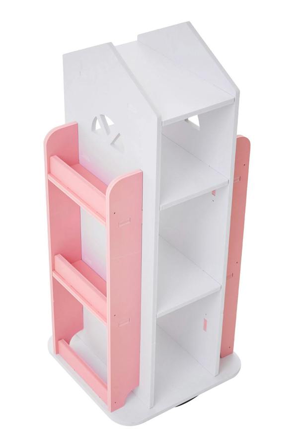 Living and Home 4-Tier Castle Rotating Bookshelf Storage Rack Organiser