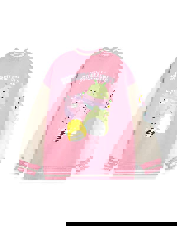 Squishmallows Girls Pink Squish Squad Varsity Jacket